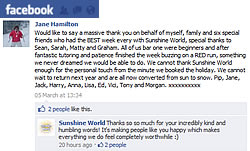 Comment on Sunshine World Facebook page by Jane Hamilton