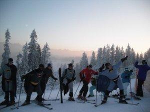 Sunshine World Pro Ski Team as Batmans, including Ben Pock Pocklington, James Morehen , and Daniel Besticle Best 